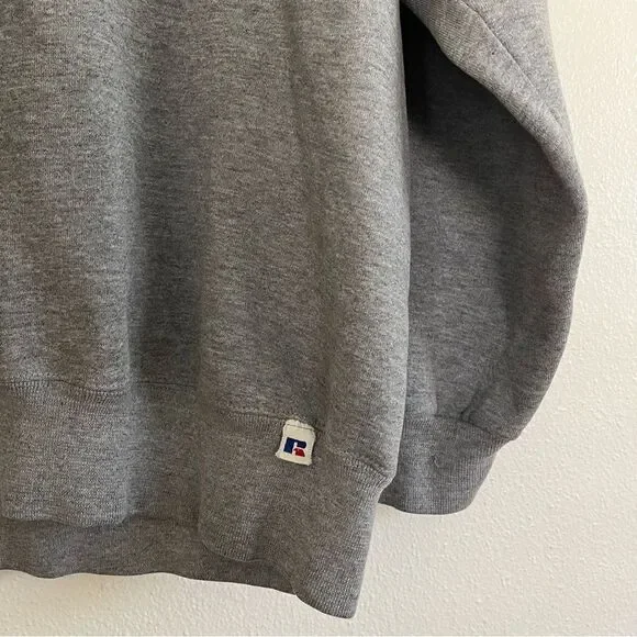 Russell Athletic Vintage Sweatshirt Solid Grey Gray Crew Neck Made in USA Men XL - Picture 3 of 8